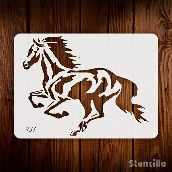 Capture the Majesty of a Galloping Horse with our Running Horse Stencil! on Walls & Canvas -