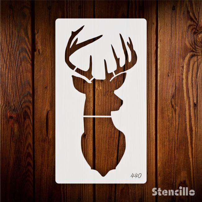 Cristmas Deer Head Reusable Stencil for Canvas and wall painting.ID# 440 - Stencils