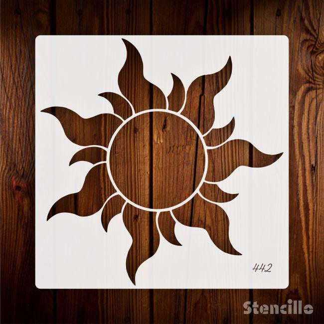 Unleash Your Inner Sunshine: Tangled Sun Stencil for Walls, Canvas, and More -