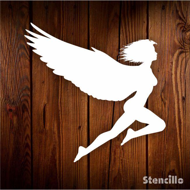 Soar with Imagination: Winged Woman Stencil for Walls and Canvas -