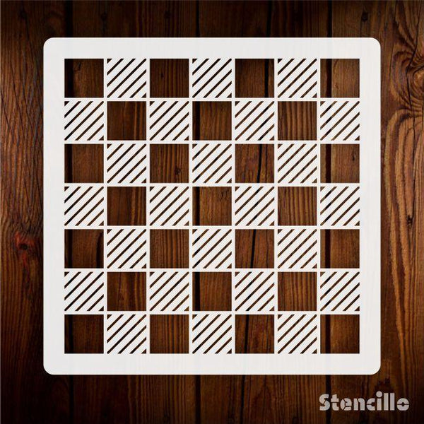 Chess board Lines Reusable Stencil For Canvas And Wall Painting.ID# 447 - Stencils