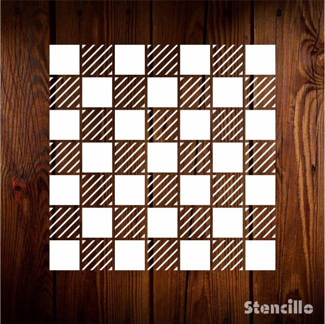 Chess board Lines Reusable Stencil For Canvas And Wall Painting.ID# 447 - Stencils