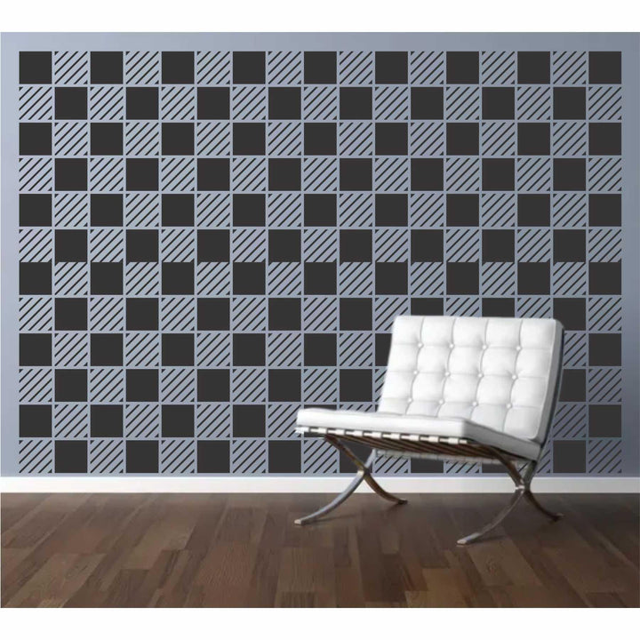 Classic Clash: A Chessboard Stencil For Canvas, Floor & Fabric Painting -