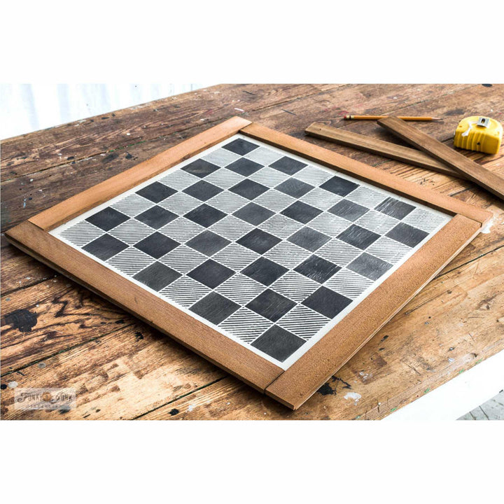 Classic Clash: A Chessboard Stencil For Canvas, Floor & Fabric Painting -