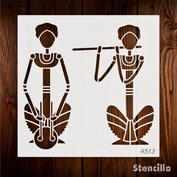 Unleash Your Inner Maestro: Tribal Musician Stencil For Walls, Canvas & Furniture Decoration -