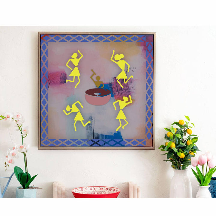 Celebrate the vibrant energy of Warli art: Dancing Warli Stencil for Painting on Canvas, Wall, Wood -