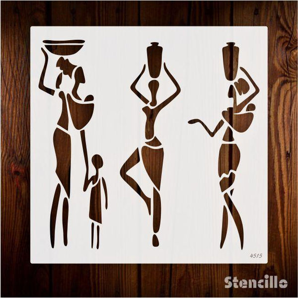 Touch Of Cultural Flair: Warli Family Plastic Stencil For Walls, Canvas & Furniture Decoration -