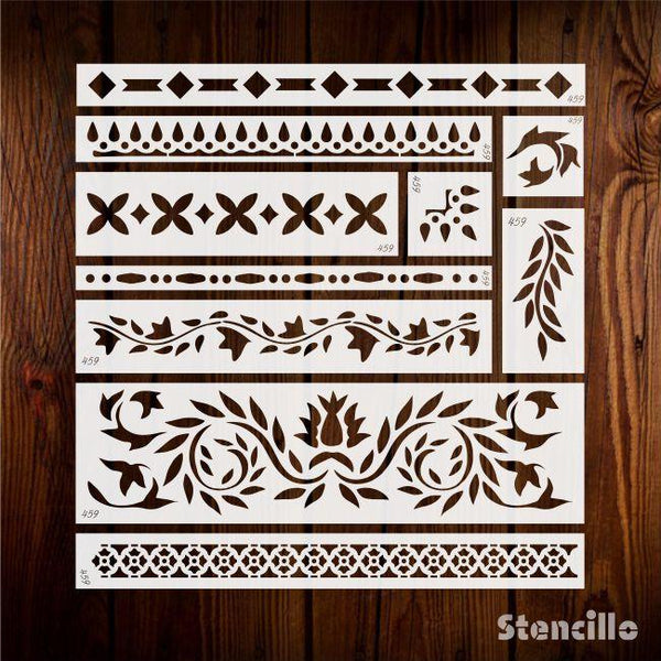 Ikea-Indian Inlay Furniture Stencils Set- Reusable Plastic Stencils for Furniture,Fabric and walls- Stencillo -