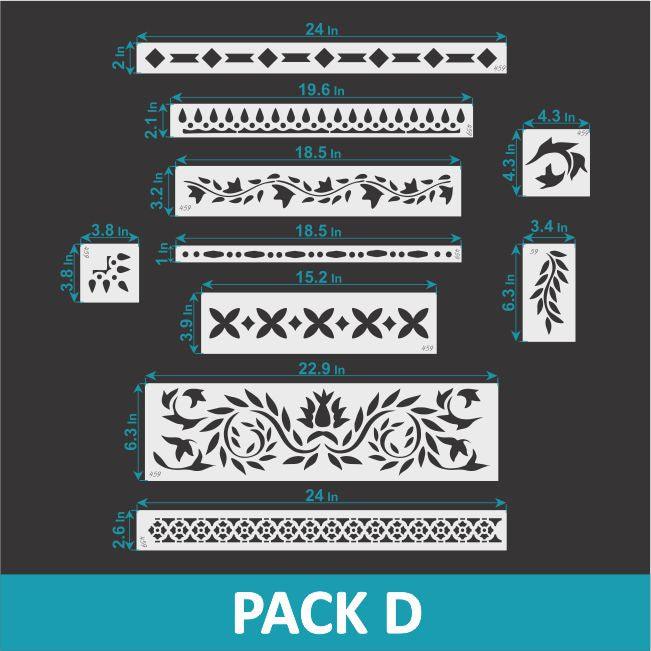Ikea-Indian Inlay Furniture Stencils Set- Reusable Plastic Stencils for Furniture,Fabric and walls- Stencillo - Pack D