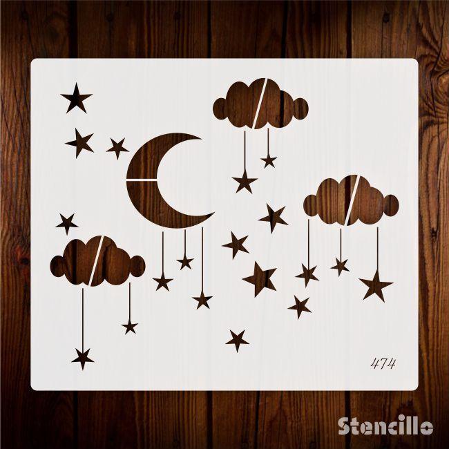 Cloud Reusable Stencil For Canvas And Wall Painting.ID #474 - Stencils