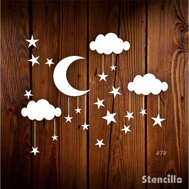 Cloud Reusable Stencil For Canvas And Wall Painting.ID #474 - Stencils