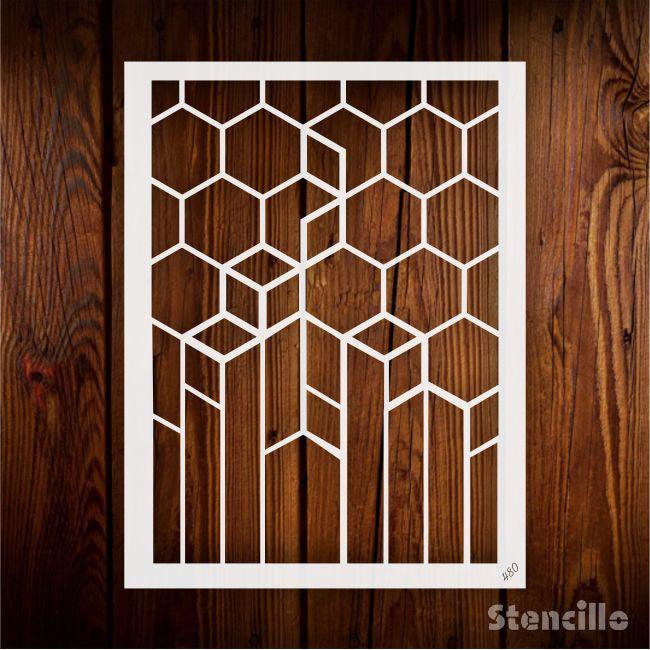 Mesmerizing Honeycomb - Honeycomb Pattern Plastic Stencil For Walls, Canvas & Fabric Painting -