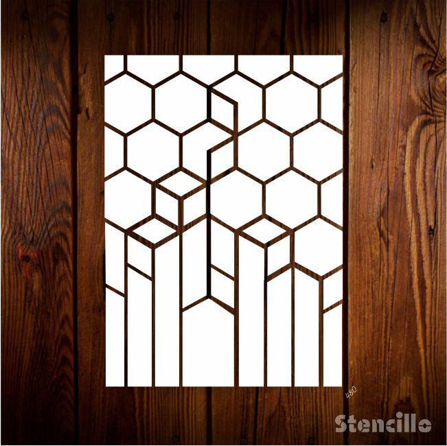 Mesmerizing Honeycomb - Honeycomb Pattern Plastic Stencil For Walls, Canvas & Fabric Painting -