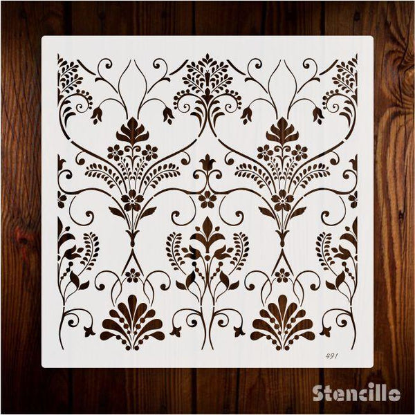Enduring Beauty: Damask Pattern Stencil for Wall, Wood, Canvas & Floors -