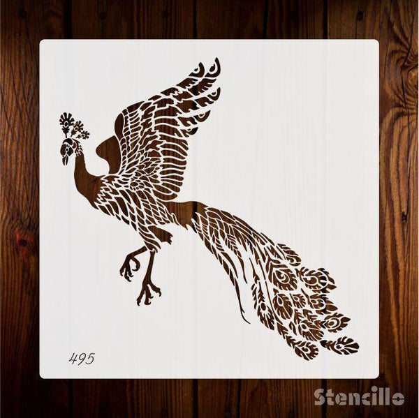 Majestic Majesty: Reusable Peacock Plastic Stencil For Walls, Canvas & Furniture -