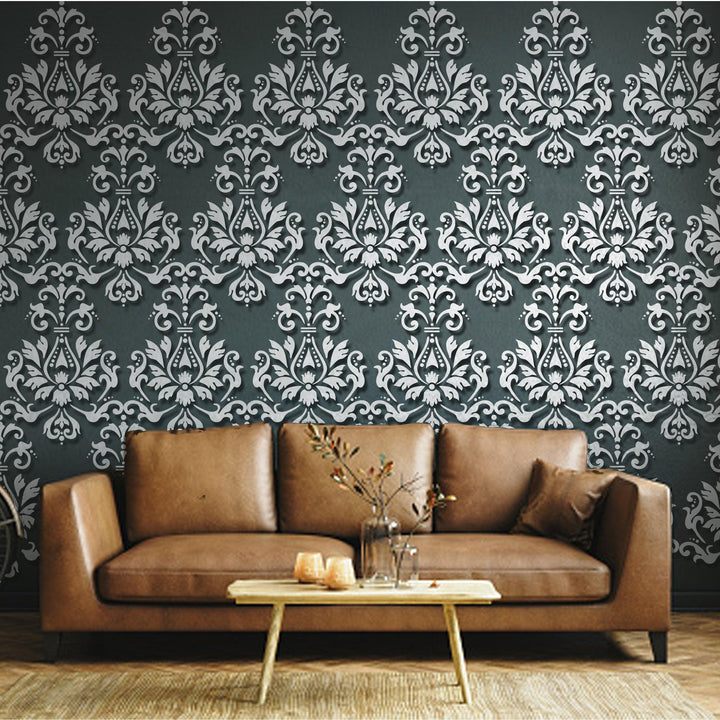 Damask Dreamscape: Stencil a Symphony of Damask on Walls, Tiles, Wood, & More -