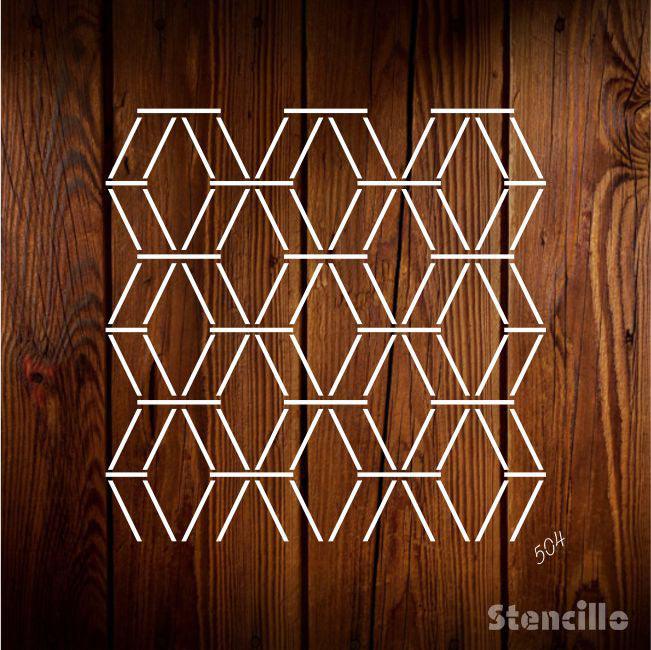 Interlocking Dimensions - Diamond Pattern Stencil For Walls, Canvas & Furniture Painting -