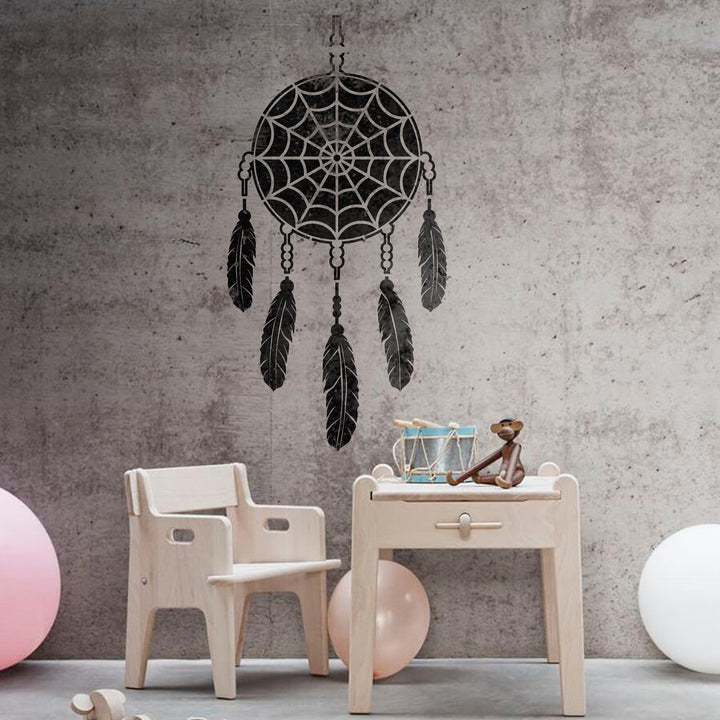 Bohemian Bliss: Paint a Tapestry of Tranquility with this Dreamcatcher Stencil -