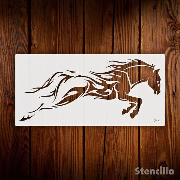 Spirit Of Freedom - Galloping Stallion (Horse) Stencil For Walls, Canvas & Furniture Painting -