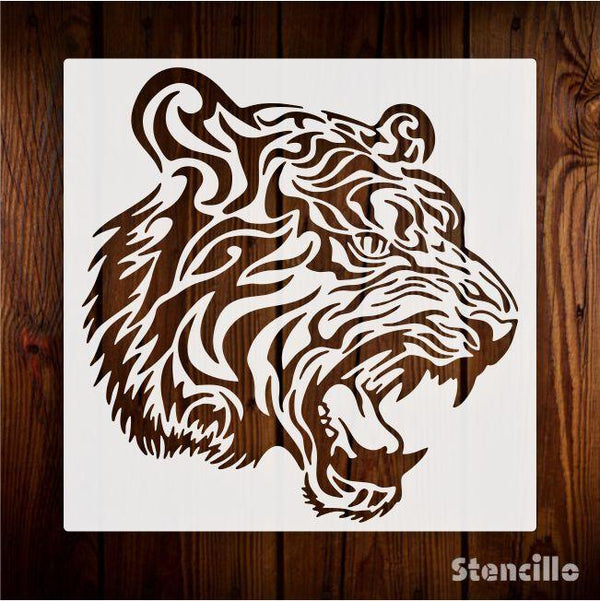 Unleash the Wild with the Fierce Tiger Roar Stencil: Reusable for Walls, Canvas & More! -