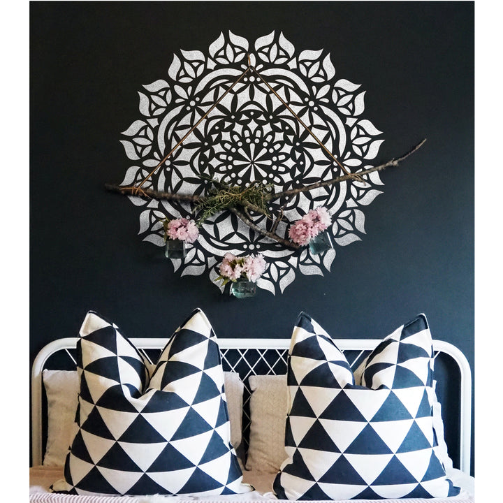 A Central Moonlit Bloom: Moonflower Mandala Stencil For Walls, Canvas & Furniture Painting -