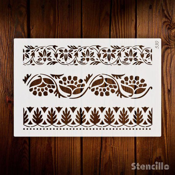 A Touch Of Vintage Elegance Border Plastic Stencil For Walls, Canvas, Fabric Painting & Embossing -