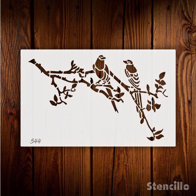 Songbird Serenade: Reusable Stencil Paints Nature's Melody for Wall,canvas & Scrapbook Painting -