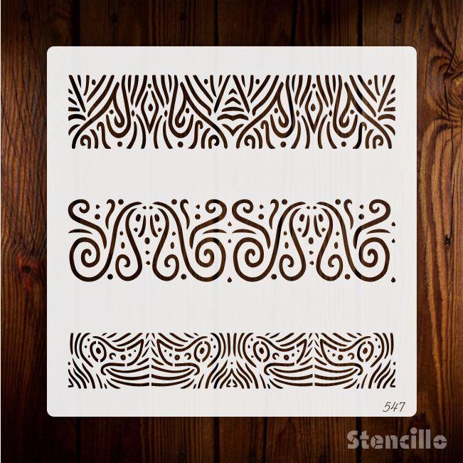 Texture Line Border Reusable Plastic Stencil For Walls, Canvas ...
