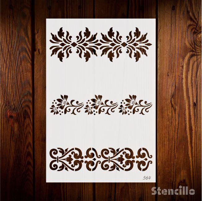 Blooming Borders: Flourish of Flowers Boarder Plastic Stencil For Walls, Canvas & Furniture Painting -