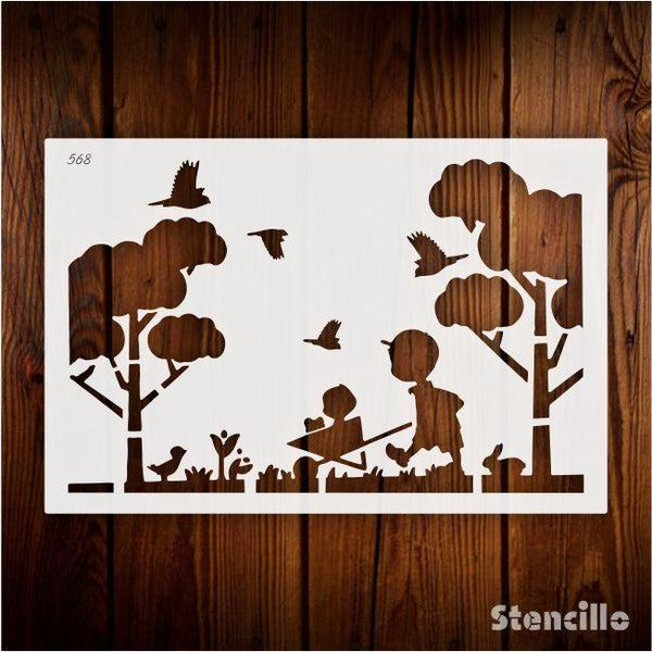 Bring Nature Home: Tree and Bird Plastic Stencil For Walls, Canvas & Furniture Decoration -