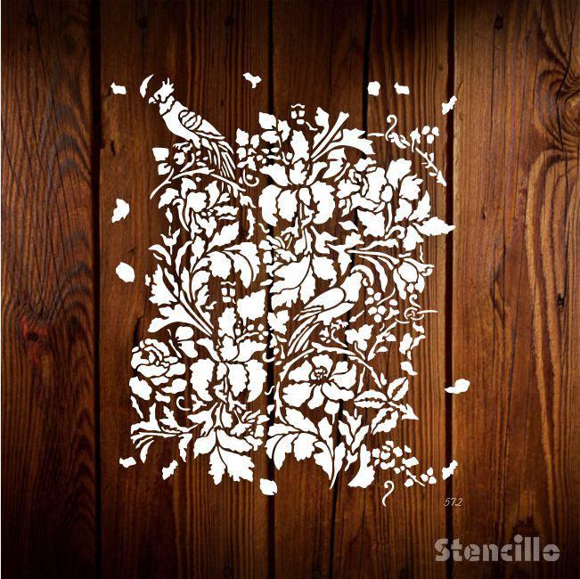 Parisian elegance - French Floral Reusable PVC Stencil For Walls, Canvas & Fabric Painting -