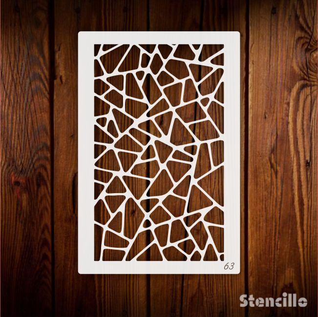 Shattered Elegance - Broken Mirror Design Stencil For Walls, Canvas & Fabric Painting -