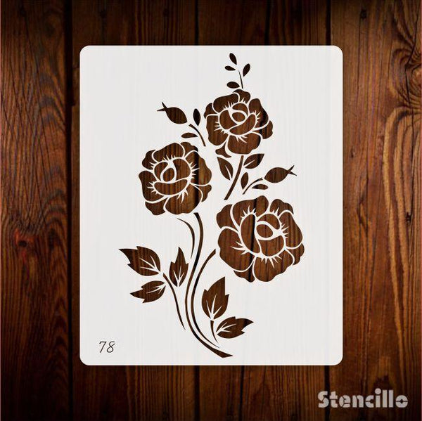 A Secret Garden of Rose Flower Floral Reusable Plastic Stencil For Walls, Canvas, Furniture & Fabric Painting & Embossing -