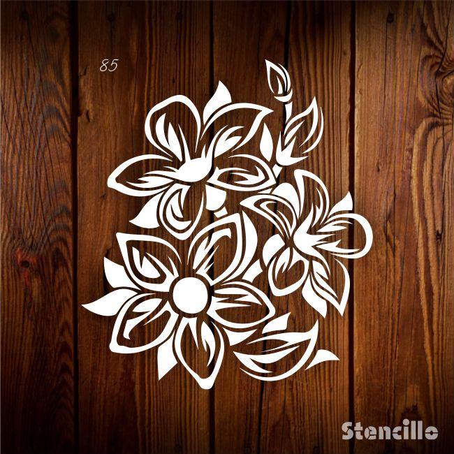 Tranquil Oasis Flowers Floral Reusable Plastic Stencil For Walls, Canvas, Furniture & Fabric Painting & Embossing -