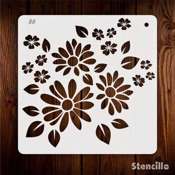 Symphony Of Blooming Flowers Floral Reusable Plastic Stencil For Walls, Canvas, Furniture & Fabric Painting & Embossing -