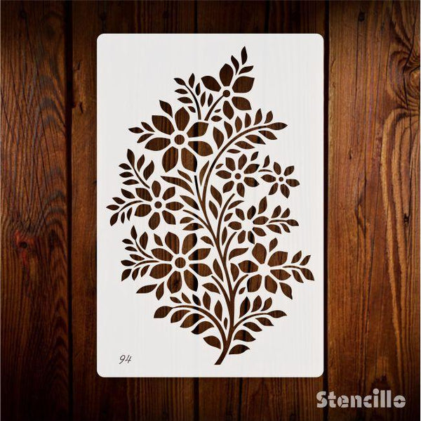 Inspired By A Lush Secret Garden - Flower Vine PVC Stencil For Walls, Canvas & Fabric Painting -