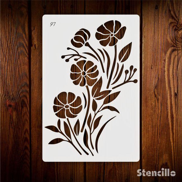 Tapestry Of Blooming Elegance Floral Plastic Stencil For Walls, Canvas & Fabric Painting -