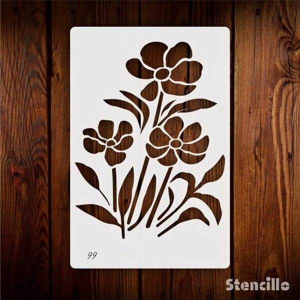 Inspired By A Sun-Drenched Meadow - Flower Reusable PVC Stencil For Walls, Canvas & Fabric Painting -