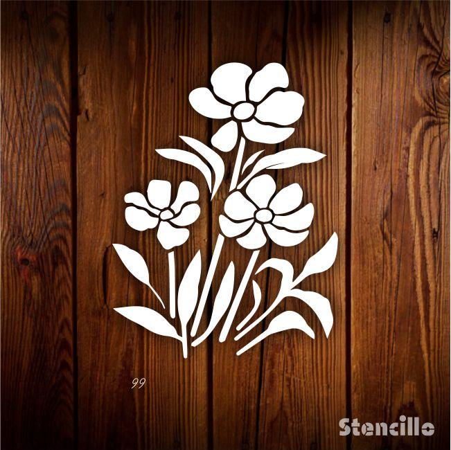 Inspired By A Sun-Drenched Meadow - Flower Reusable PVC Stencil For Walls, Canvas & Fabric Painting -